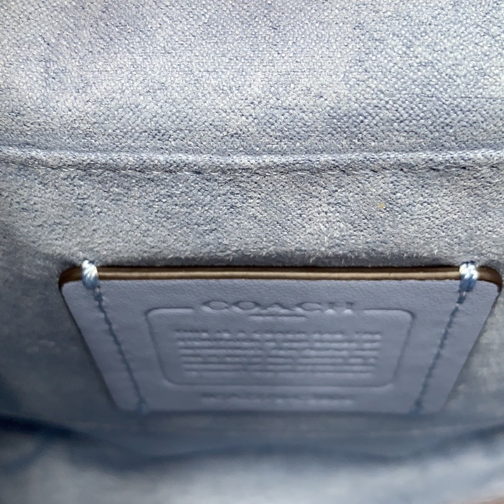 COACH Georgie Saddle Bag In Signature Canvas 
Silver/Light Khaki/Marble Blue - Picture 14 of 15